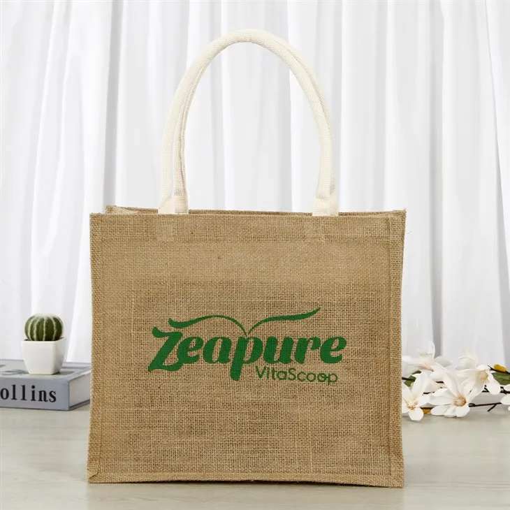 Torba za kupovinu od prirodne jute od jute sa odštampanim logotipom